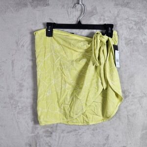 Volcom Ho Sarong Womens M/L Yellow Floral Wrap Skirt Beach Cover Up B1422300